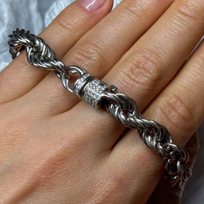 925 Sterling Silver CZ Bracelet Length 9 Inch