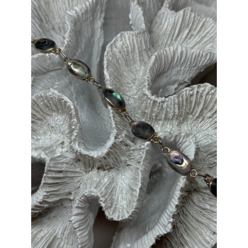 VINTAGE 925 STERLING SILVER ABALONE BRACELET LENGTH 7 Inch