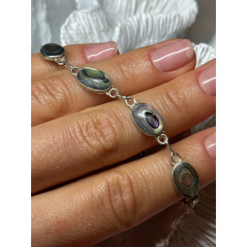 VINTAGE 925 STERLING SILVER ABALONE BRACELET LENGTH 7 Inch