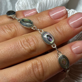 Vintage 925 Sterling Silver Abalone Bracelet Length 7 Inch