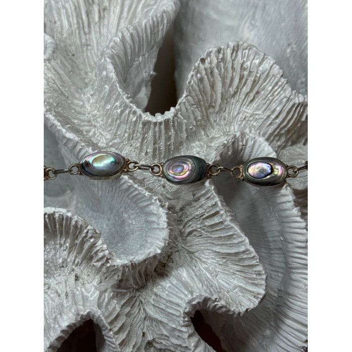 VINTAGE 925 STERLING SILVER ABALONE BRACELET LENGTH 7 Inch