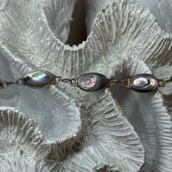 Vintage 925 Sterling Silver Abalone Bracelet Length 7 Inch