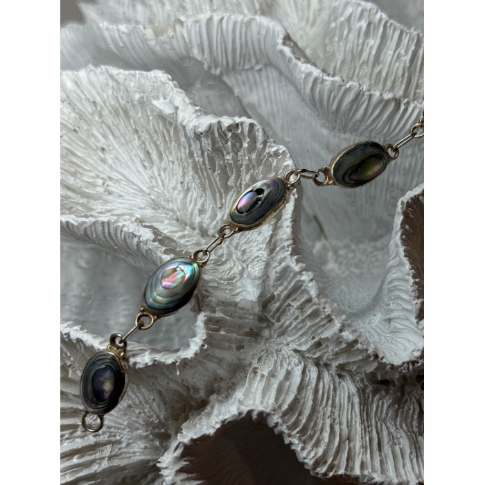 VINTAGE 925 STERLING SILVER ABALONE BRACELET LENGTH 7 Inch
