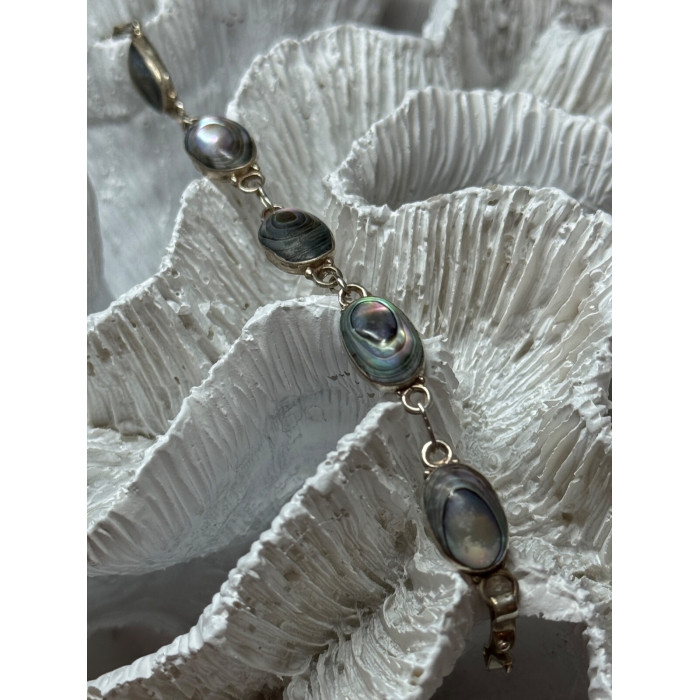 VINTAGE 925 STERLING SILVER ABALONE BRACELET LENGTH 7 Inch