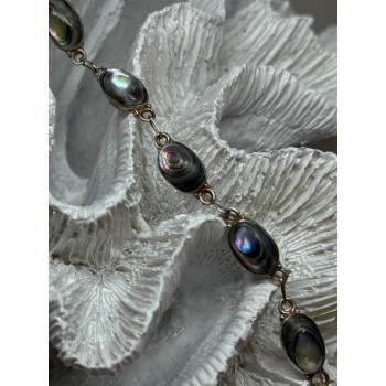 VINTAGE 925 STERLING SILVER ABALONE BRACELET LENGTH 7 Inch