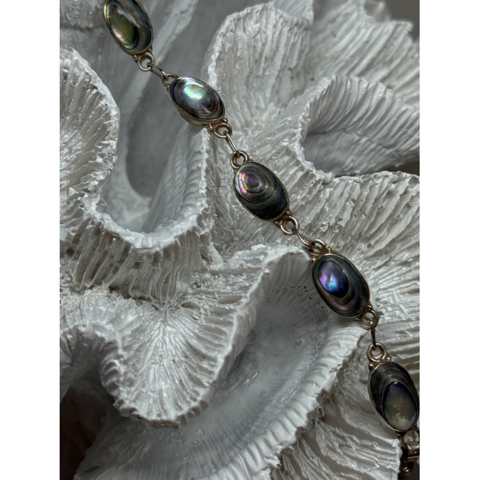 VINTAGE 925 STERLING SILVER ABALONE BRACELET LENGTH 7 Inch