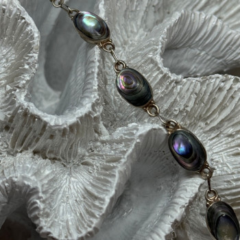 Vintage 925 Sterling Silver Abalone Bracelet Length 7 Inch