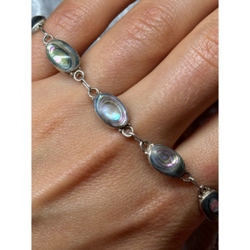 VINTAGE 925 STERLING SILVER ABALONE BRACELET LENGTH 7 Inch