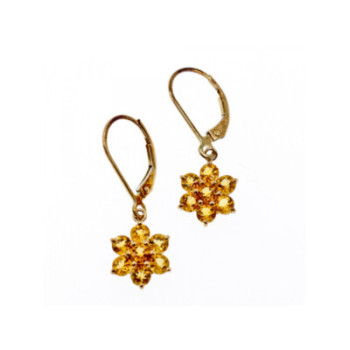 10K YELLOW GOLD HELIODOR FLOWERS EARRINGS