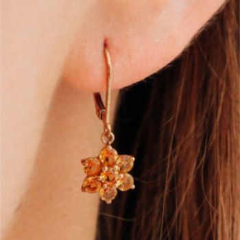 10K Yellow Gold Heliodor Flowers Earrings