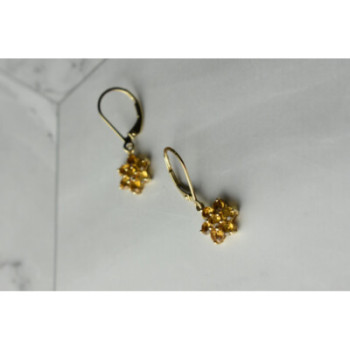 10K YELLOW GOLD HELIODOR FLOWERS EARRINGS