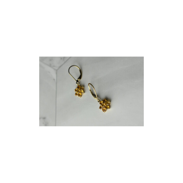 10K YELLOW GOLD HELIODOR FLOWERS EARRINGS