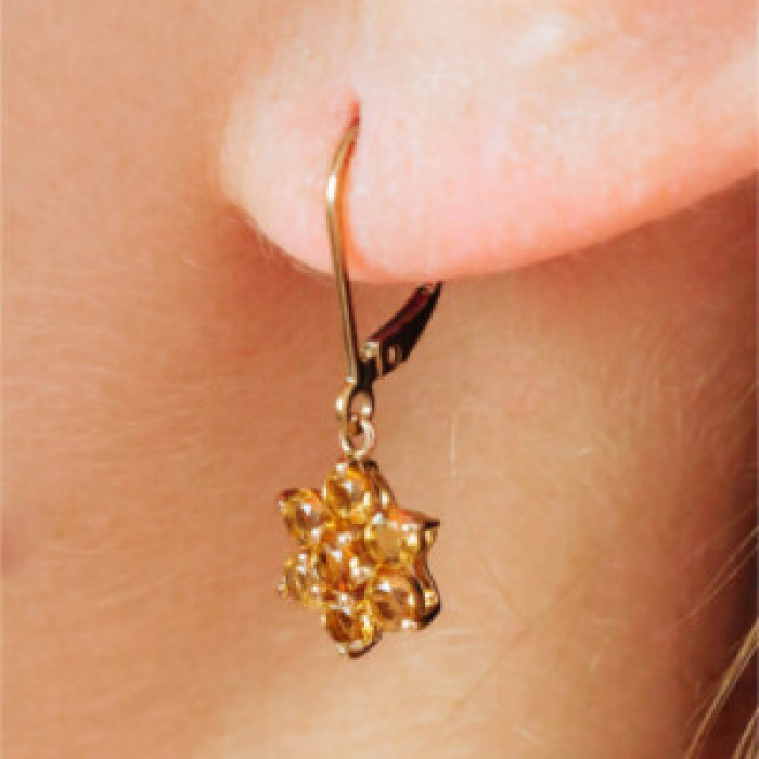 10K Yellow Gold Heliodor Flowers Earrings