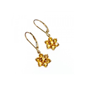 10K YELLOW GOLD HELIODOR FLOWERS EARRINGS