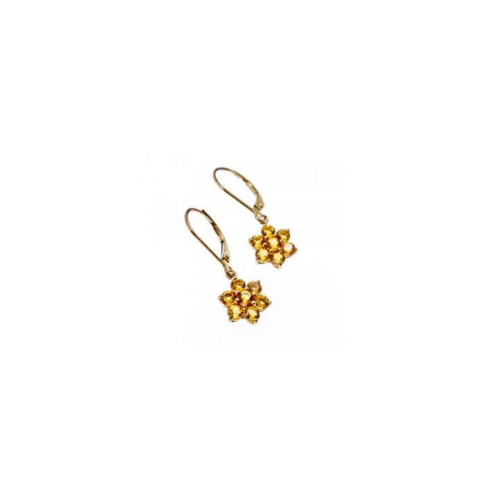 10K YELLOW GOLD HELIODOR FLOWERS EARRINGS