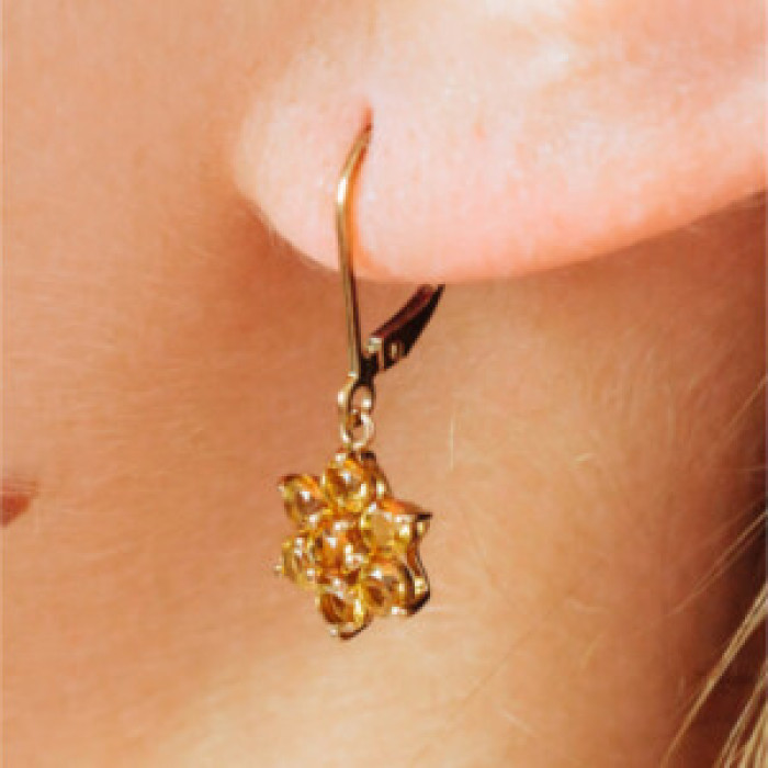 10K Yellow Gold Heliodor Flowers Earrings