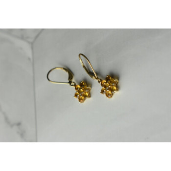 10K YELLOW GOLD HELIODOR FLOWERS EARRINGS