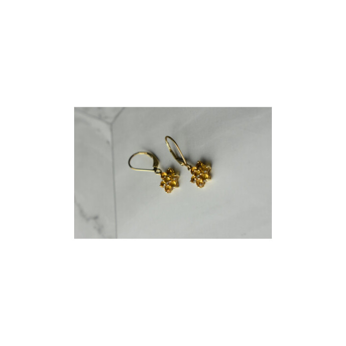 10K YELLOW GOLD HELIODOR FLOWERS EARRINGS