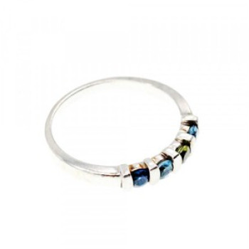 925 Sterling Silver Topaz, Peridot & Spinel Ring Size 9