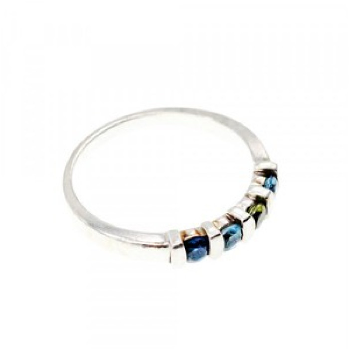 925 Sterling Silver Topaz, Peridot & Spinel Ring Size 9