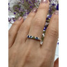 925 Sterling Silver Topaz, Peridot & Spinel Ring Size 9