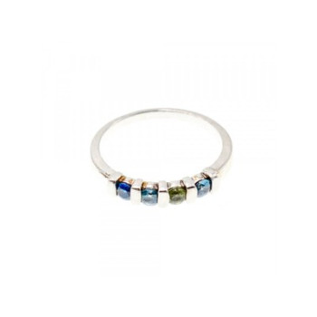 925 Sterling Silver Topaz, Peridot & Spinel Ring Size 9