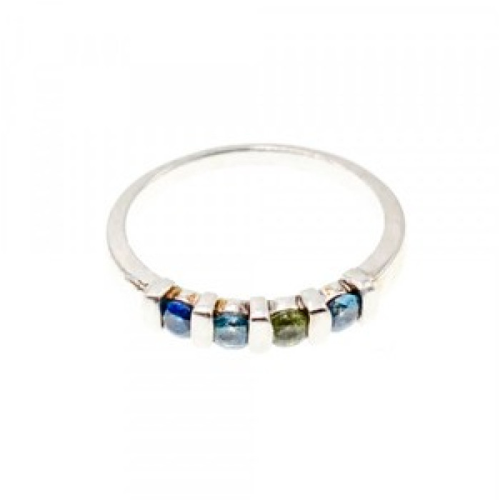 925 Sterling Silver Topaz, Peridot & Spinel Ring Size 9