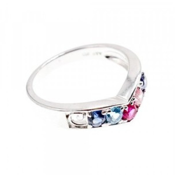925 Sterling Silver Multicolored CZ Ring Size 6.5