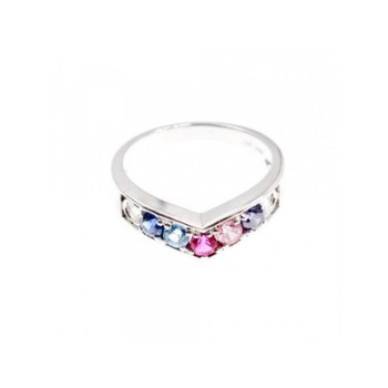 925 Sterling Silver Multicolored CZ Ring Size 6.5