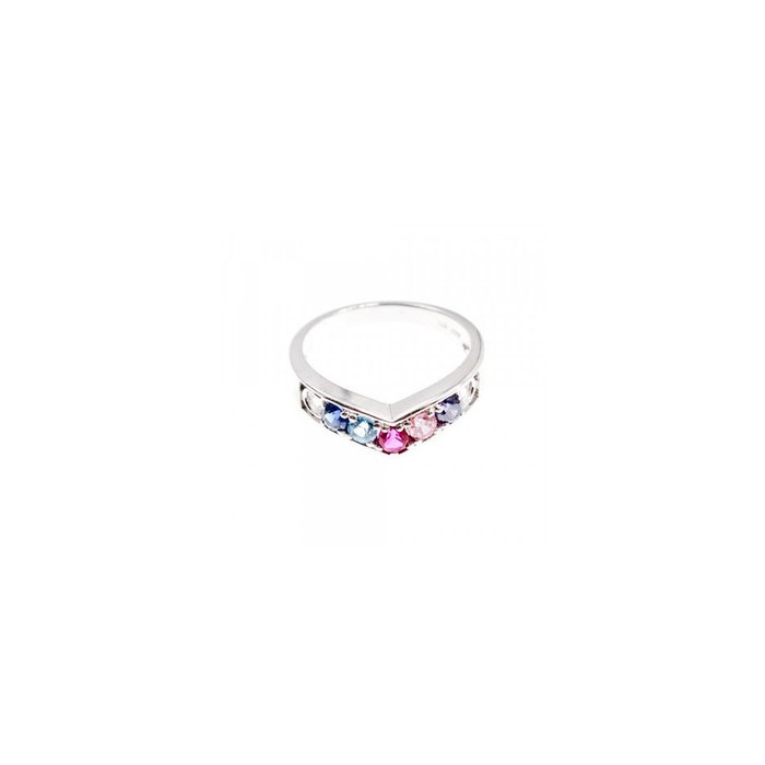 925 Sterling Silver Multicolored CZ Ring Size 6.5