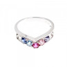 925 Sterling Silver Multicolored CZ Ring Size 6.5