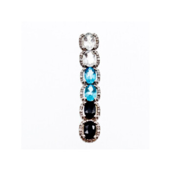 925 Sterling Silver Goshenite, Topaz & Tourmaline Pendant