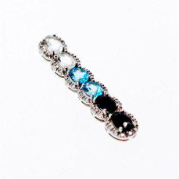 925 Sterling Silver Goshenite, Topaz & Tourmaline Pendant