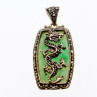 925 Sterling Silver Nephrite & Marcasites Dragon Pendant