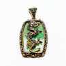 925 Sterling Silver Nephrite & Marcasites Dragon Pendant
