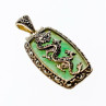 925 Sterling Silver Nephrite & Marcasites Dragon Pendant