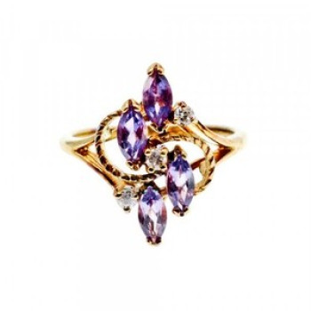 925 Sterling Silver Gold Plated Tourmaline & Beryl Ring Size 9