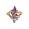 925 Sterling Silver Gold Plated Tourmaline & Beryl Ring Size 9