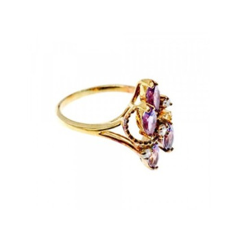 925 Sterling Silver Gold Plated Tourmaline & Beryl Ring Size 9