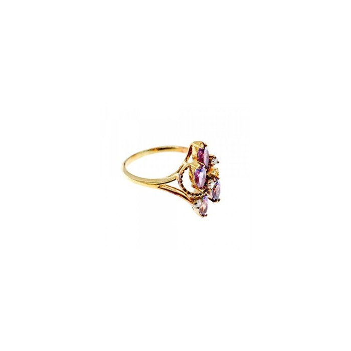 925 Sterling Silver Gold Plated Tourmaline & Beryl Ring Size 9