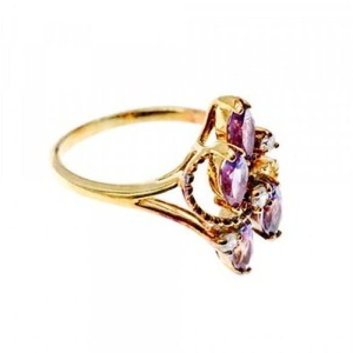 925 Sterling Silver Gold Plated Tourmaline & Beryl Ring Size 9
