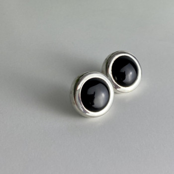 925 Sterling Silver Black Onyx Classic Stud Earrings