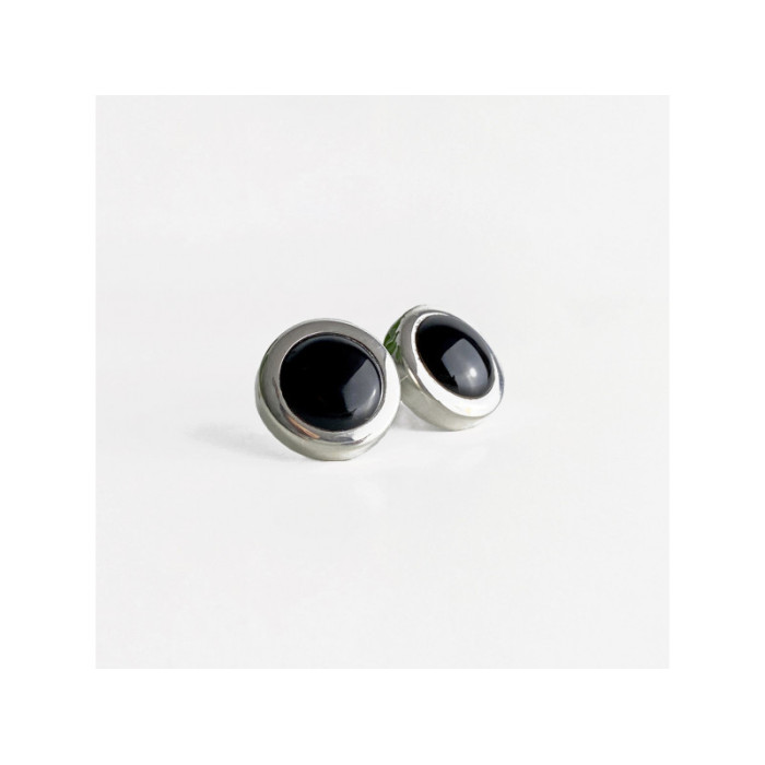 925 Sterling Silver Black Onyx Classic Stud Earrings