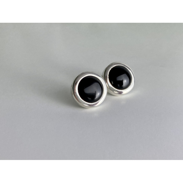 925 Sterling Silver Black Onyx Classic Stud Earrings