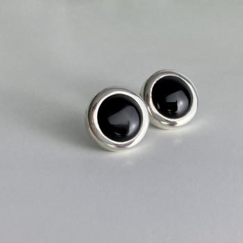 925 Sterling Silver Black Onyx Classic Stud Earrings