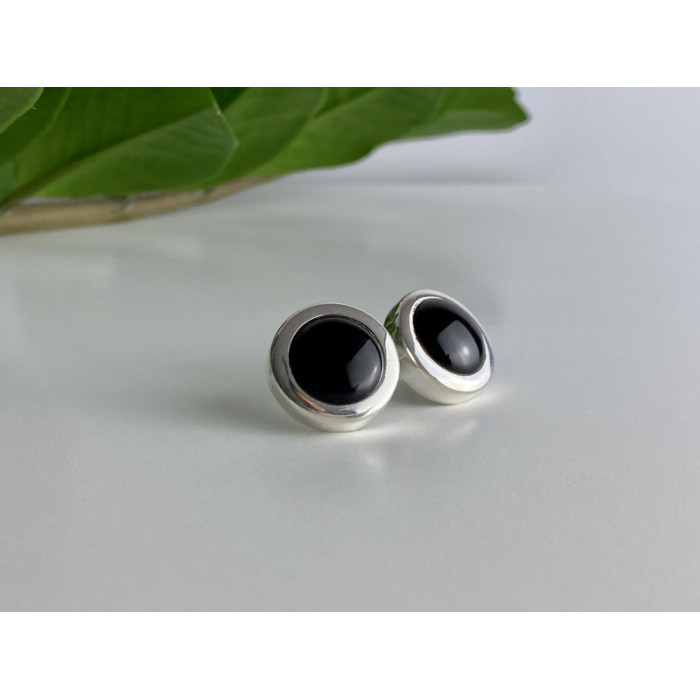925 Sterling Silver Black Onyx Classic Stud Earrings