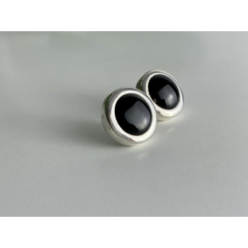 925 Sterling Silver Black Onyx Classic Stud Earrings