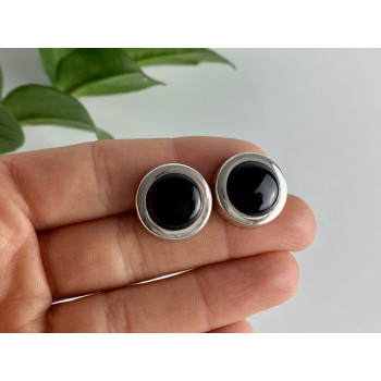 925 Sterling Silver Black Onyx Classic Stud Earrings
