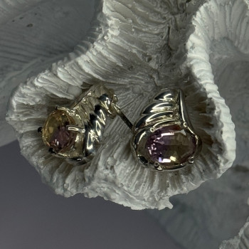 925 Sterling Silver Mystic Topaz Earrings Length 0.60 Inch