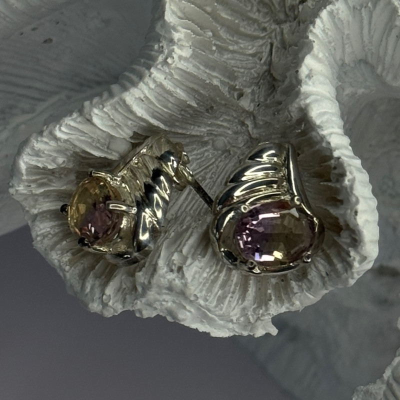 925 Sterling Silver Mystic Topaz Earrings Length 0.60 Inch